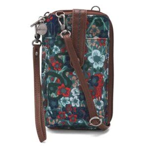 SAKROOTS Printed Smartphone Crossbody In Emerald Green - NWT